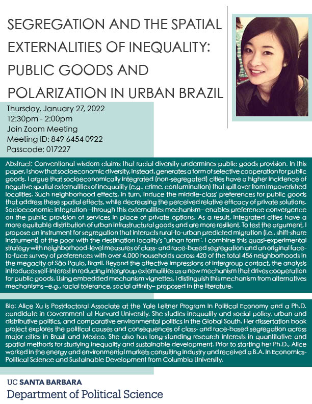 Segregation and the Spatial Externalities of Inequality: Public Goods and Polarization in Urban Brazil  Event Image