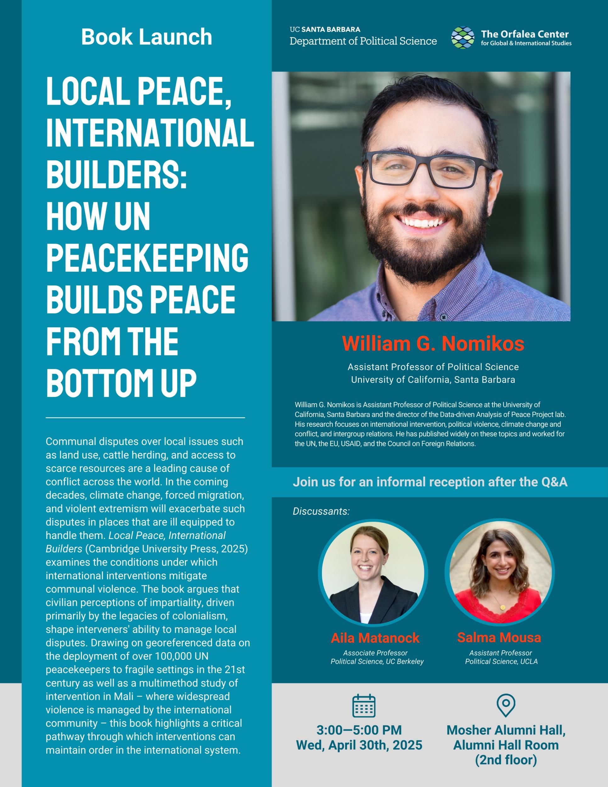 Local Peace, International Builders: How UN Peacekeeping Builds Peace from the Bottom Up Event Image Local Peace, International Builders: How UN Peacekeeping Builds Peace from the Bottom Up Event Image