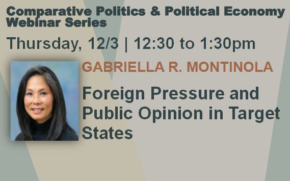 Comparative Politics & Political Economy Webinar Series presents Gabriella R. Montinola Event Image