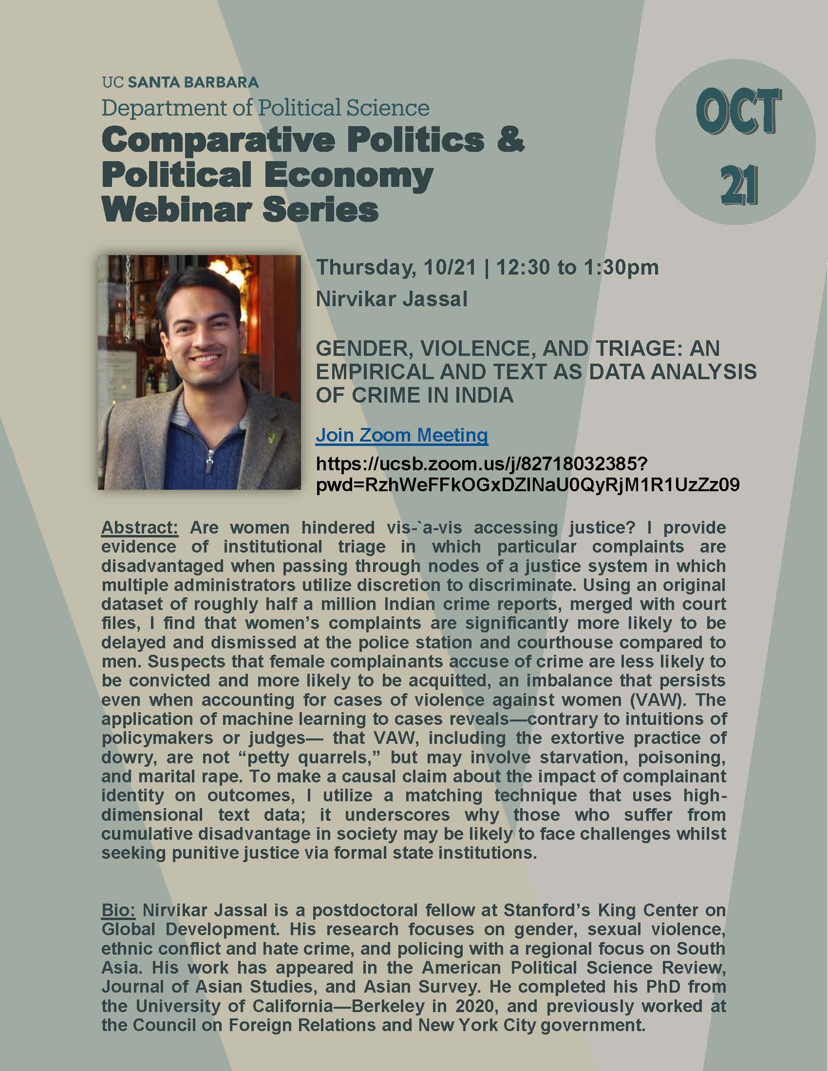 Gender, Violence, and Triage: An Empirical and Text as Data Analysis of Crime in India Event Image