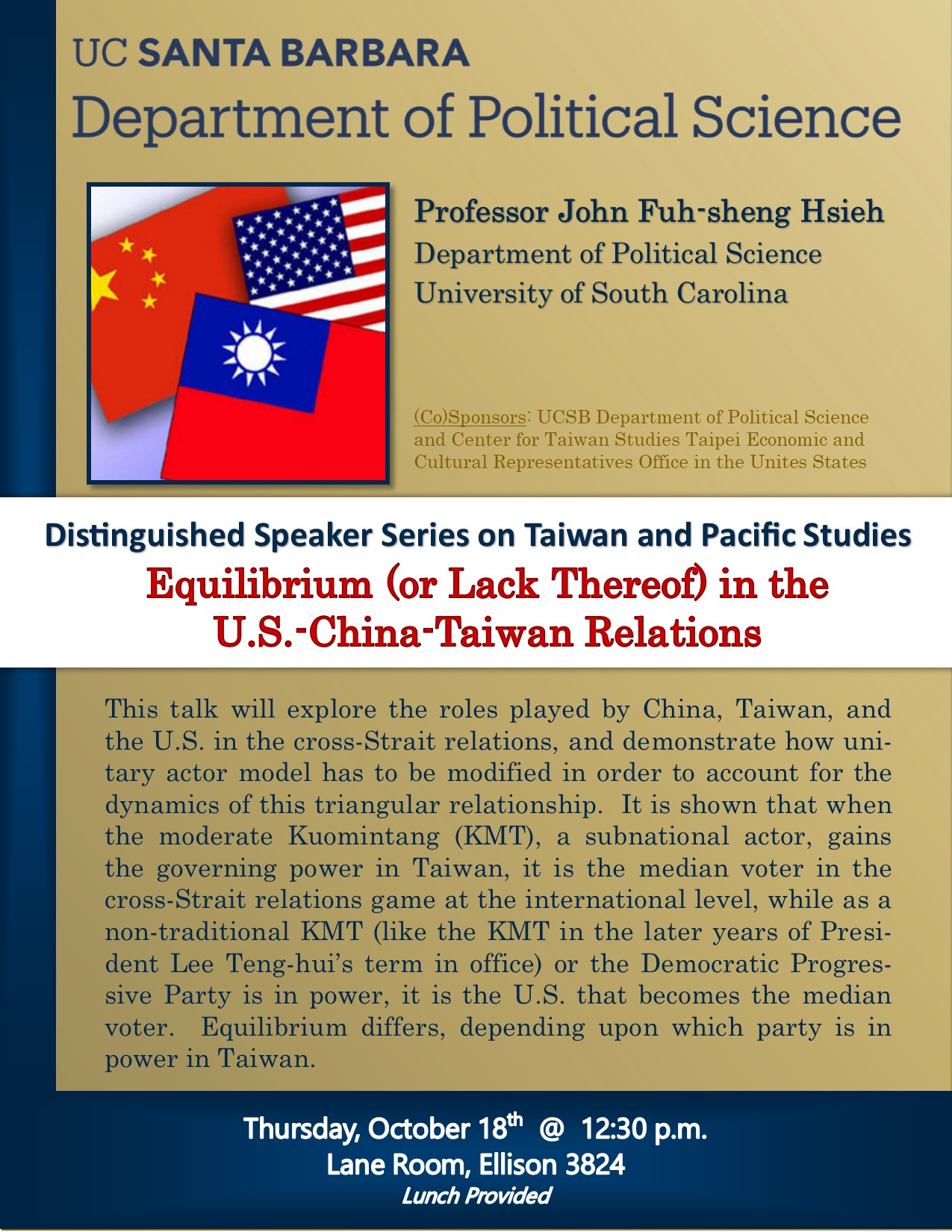 Equilibrium (or Lack Thereof) in the U.S.-China-Taiwan Relations Event Image