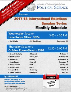 Monthly schedule for IR Speaker Series