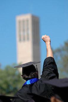 Student celebrating graduation