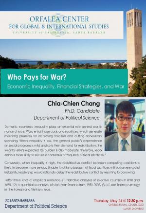 Flyer for Chia-Chien Chang talk on Thursday May 24 at 12:30 in Girvetz 2320
